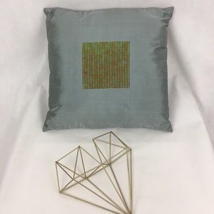 Blue Silk & Square Sequins Accent Pillow